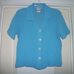 COQUETTE SOFT GIRL BLUE GREEK TEXTURED COTTON BLOUSE M PT